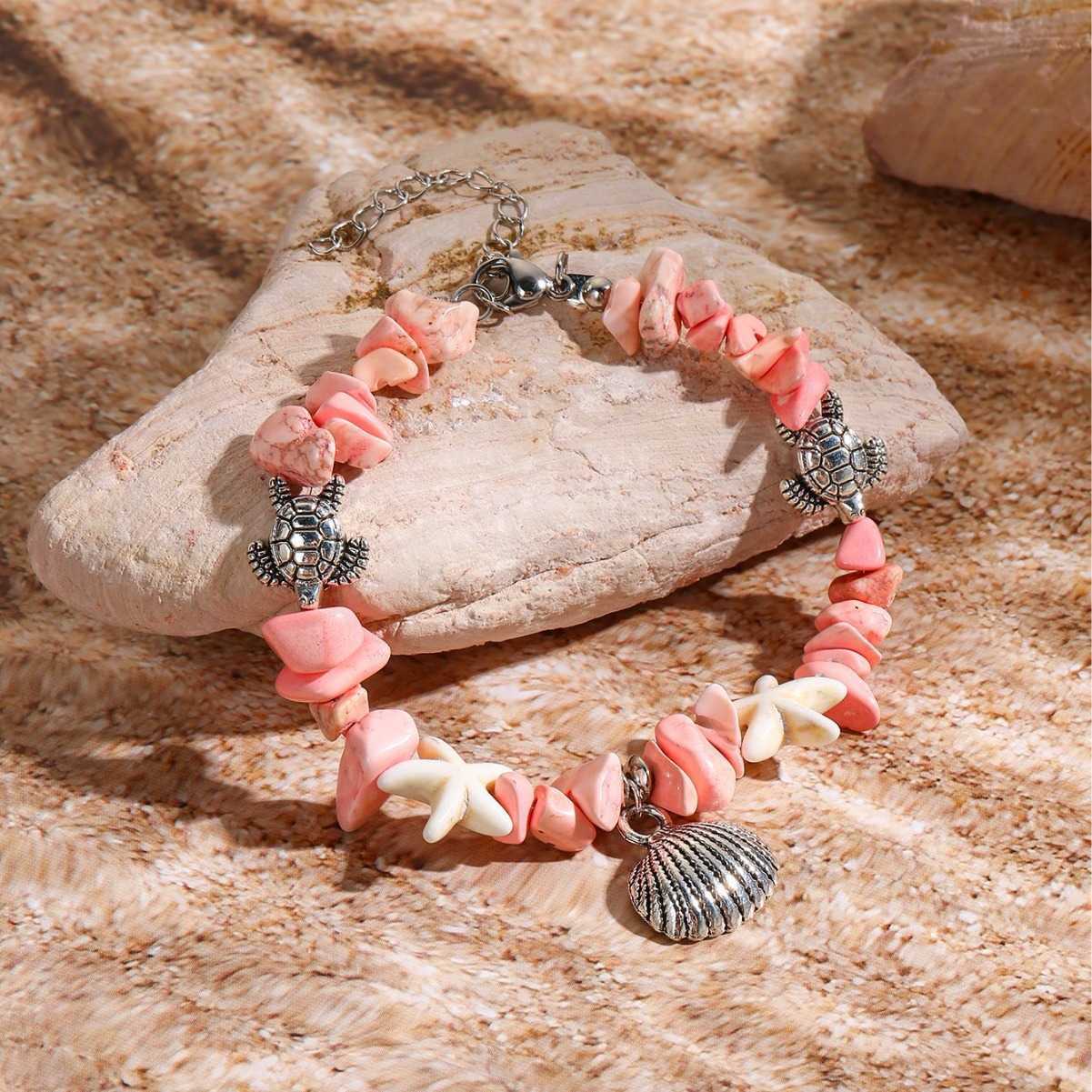Charm Bracelets Hot selling starfish natural stone bead small fresh summer shell bracelet H25220 3 P9PY