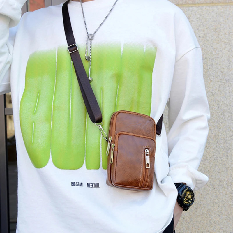 MenS Shoulder Bag MultiFunction Leather Messenger Casual Crossbody Bags High Quality Male Purse Phone Chest Pack 250218