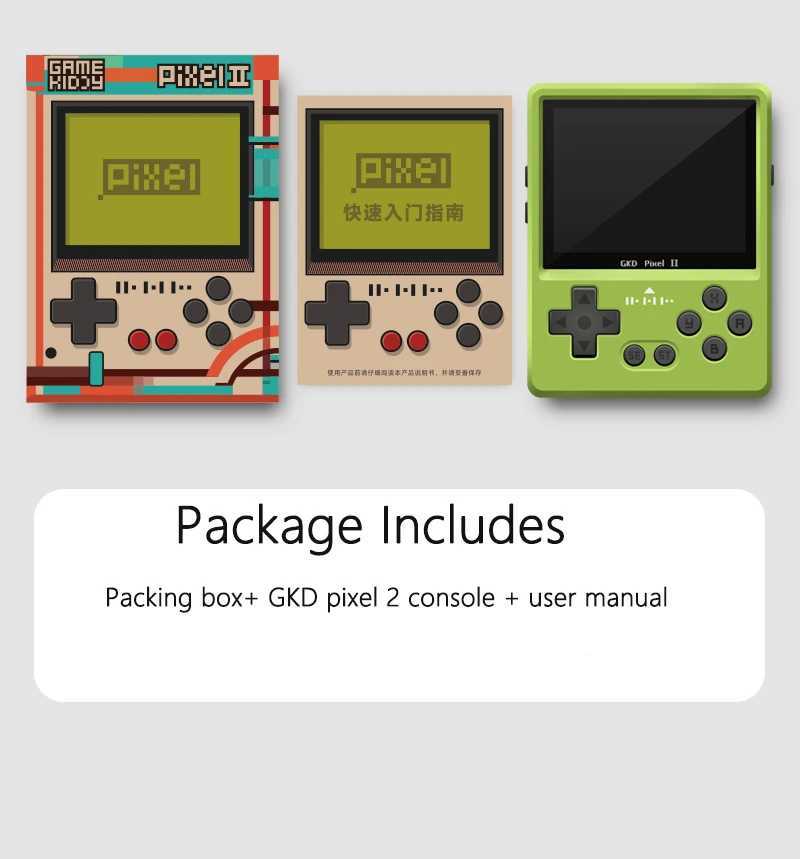 GKD Pixel 2 Retro Handheld Console Portable Mini Game Player 2.4 Inch IPS 640X480px Screen Rk3326s Nostalgia Metal Bodyc250220