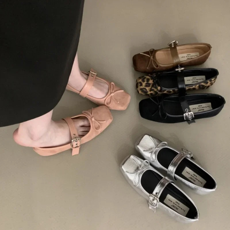 2025 Womens Comfort Ballerinas Shoes er Spring Women Mary Jane Fashion Square Toe Ladies Soft Sole Flats 250122
