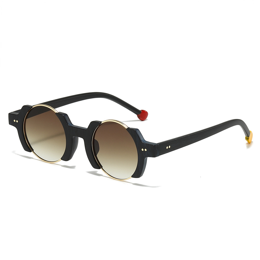2025 cross-border new round glasses fashion personality hip hop fashion star flashy sunglasses contrast shades for men and women