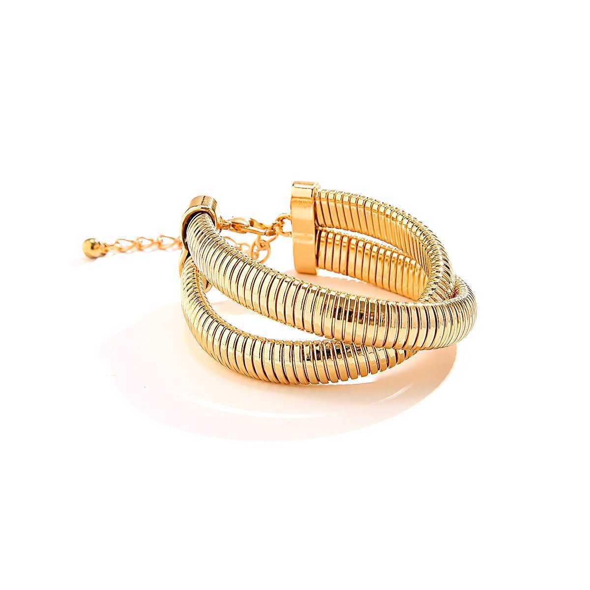 Charm Bracelets Fashion Thread Wide Face Bracelet with Decorative Design Stacked and Personalized Metal Serpentine Bracelet H25220 1 Z8KG