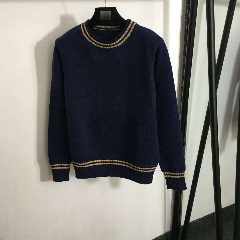 Designer Women's Sweaters Color Blocking Large Letter Round Neck Long Sleeved Pullover Knitted Sweater