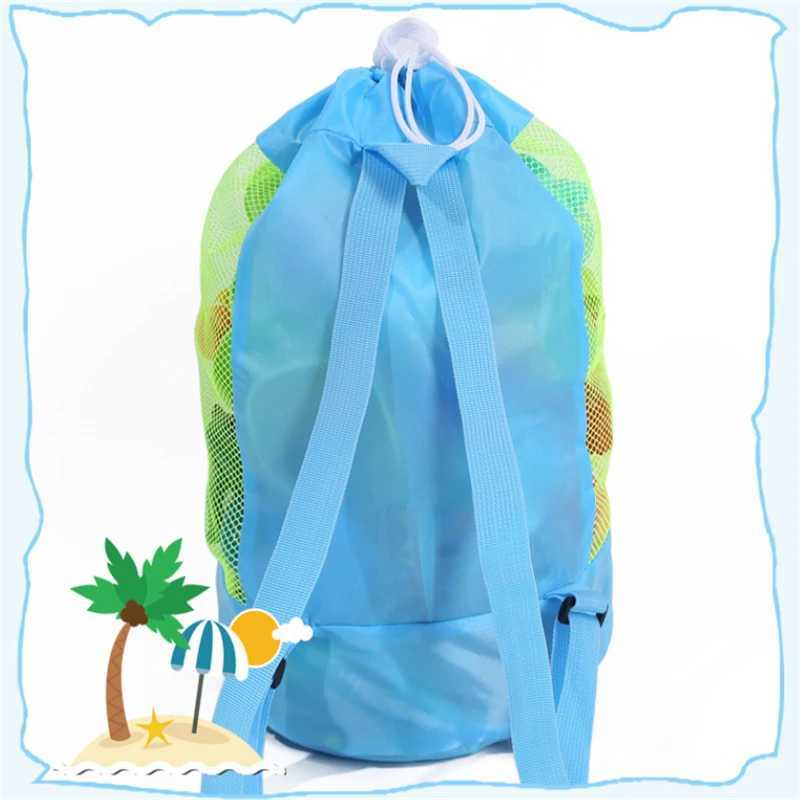Beach Storage Pouch Tote Bag Kids Foldable Beach Mesh Bag Large Capacity Travel Toy Organizer Net Portable Storage Backpack Z250219