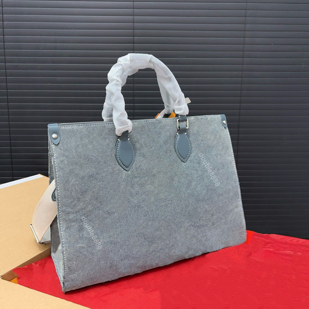 Designer Women's Blue Denim Tote Bag Handbag Fashion Briefcase Shoulder Bag Crossbody Bag Commuter Bag Work Bag Travel Bag Messenger Bag