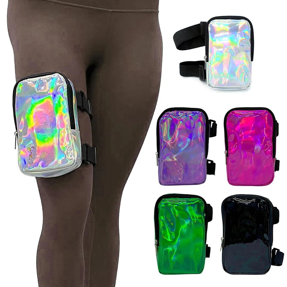 Womens Holographic Thigh Bag Adjustables Straps Waist Pouch For Outdoor Waterproof Running Sports Mobile Phone Holder 250219