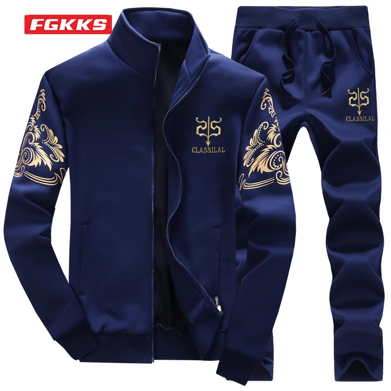 FGKKS Fashion Sports Men Sets Printed Hoodies SweatshirtSweatpants Suit Mens 2 Pieces Sets Slim Tracksuit Male 250220