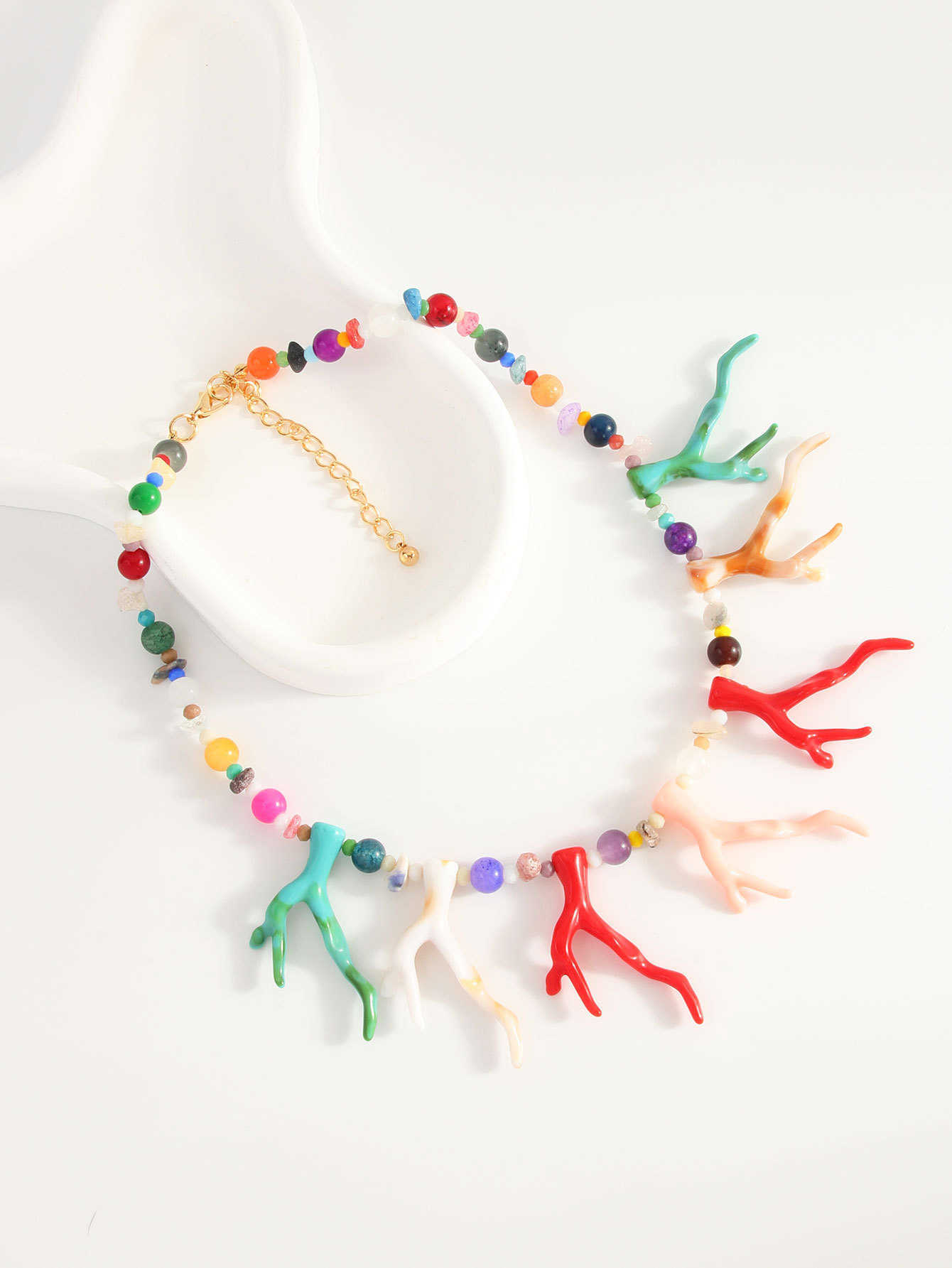 Pendant Necklaces ZA new personalized exaggerated bead coral resin necklace Bohemian beach vacation style accessory necklace H25219