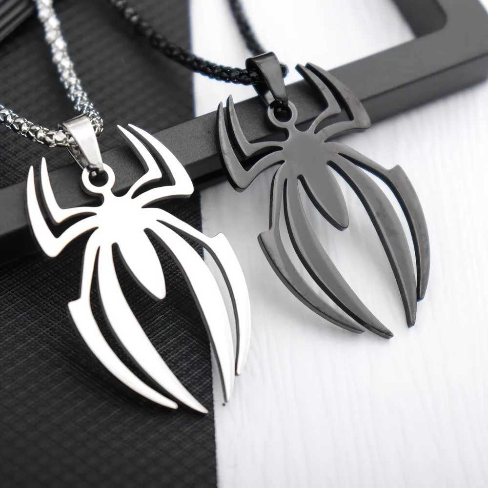 Hip Hop Spider Pendant Chain Necklaces For Men Gothic Neck Chains Punk Insect Vintage Necklace Men Streetwear GiftsXJ250219