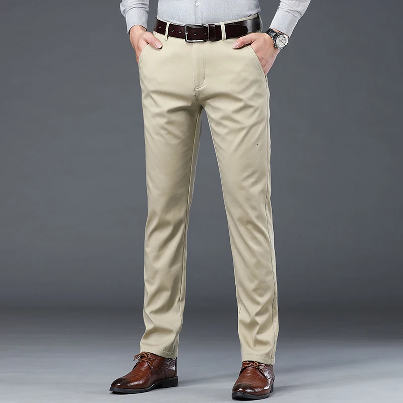 Summer Thin Mens Slim Suit Pants Fashion Business Casual Cotton Green Black Khaki Trousers Male Clothing 3040 250219