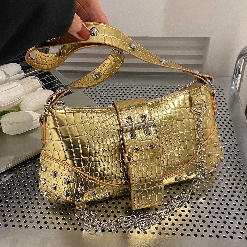 Women Fashion Ladies Bag Gothic Punk Bag Cool Style Trendy Rock Girls Handbag Y2K Chain for Travel Vacation Daily Y250218