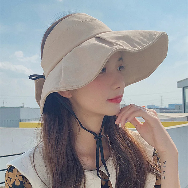 Breathable wide Brim Empty womens top hat summer folding portable beach sun hat elegant bow adjustable Panama hat for girls 250219