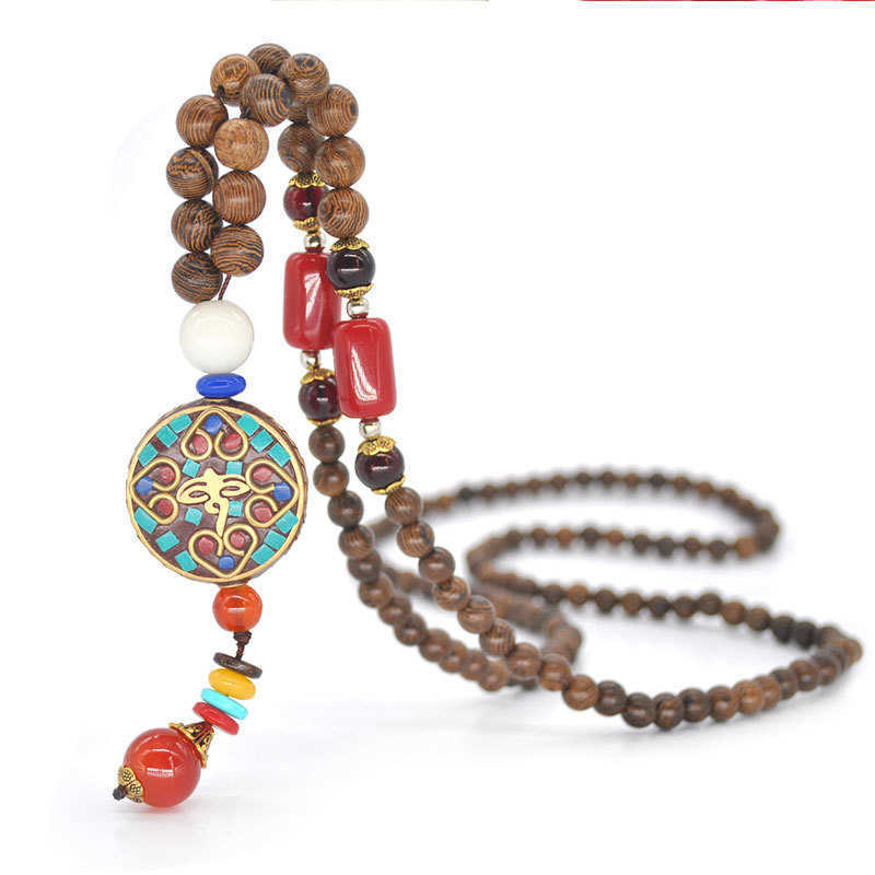 Pendant Necklaces Nepal Sweater Chain Womens Yiwu Accessories Bodhi Pendant Wood Bead Buddha Series Long Necklace H25219