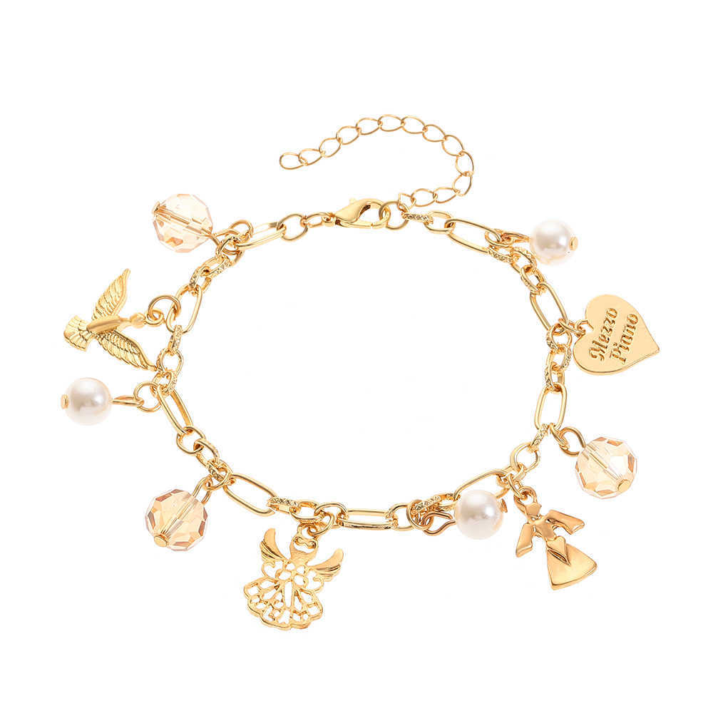 Charm Bracelets Exaggerated niche ins alloy bracelet womens fashion personality chain tassel multi-element bracelet H25220