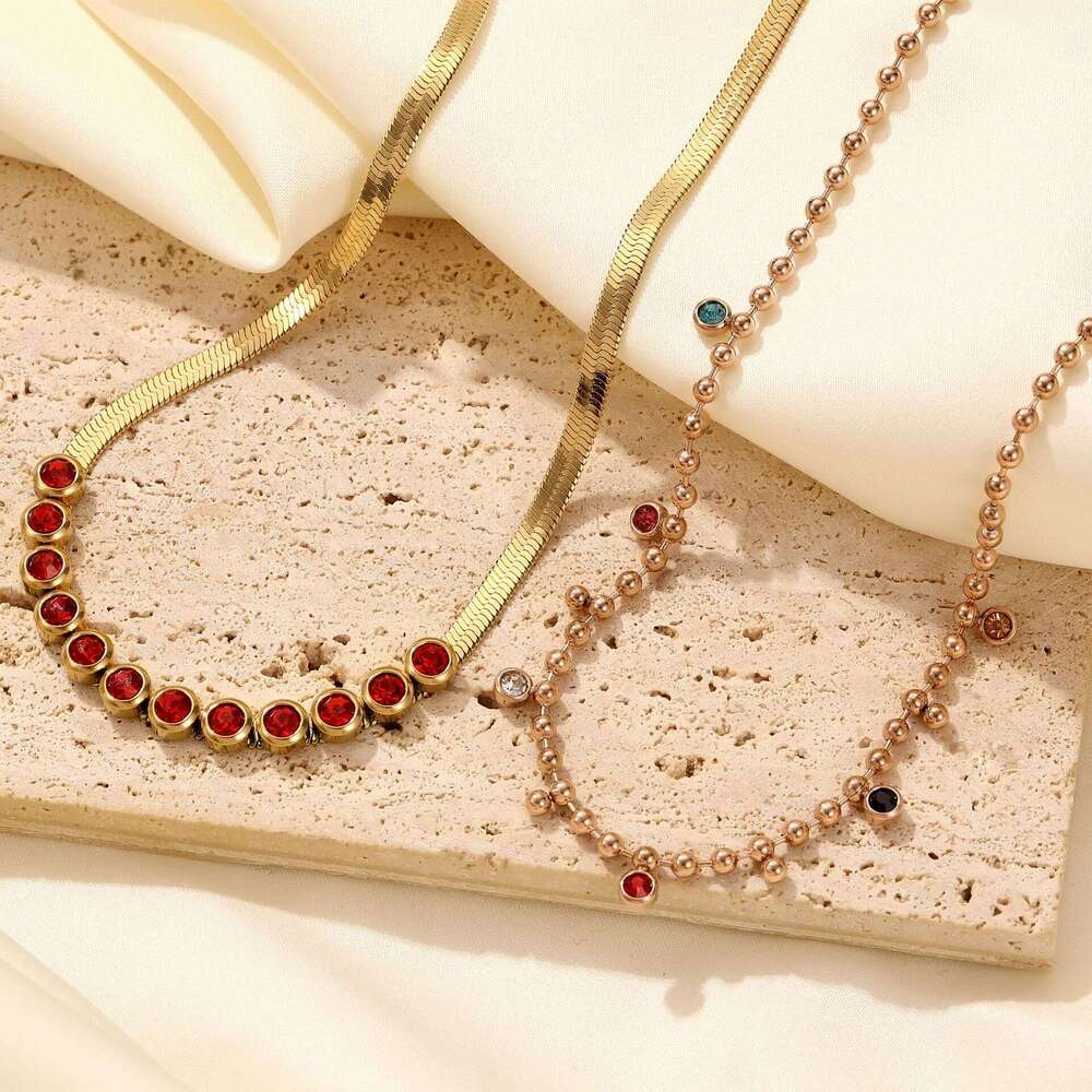 Fashionable titanium personalized and niche design, collarbone chain, stainless steel flat snake chain necklace, jewelry