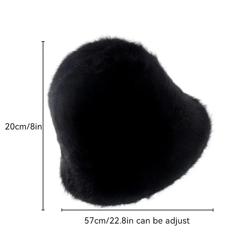 Rabbit Hair Fisherman Hat for Women Autumnwinter Basin Head Round Plush Senior Sense Face Small White Bucket 250210