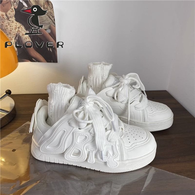 Chinese Bread Sports Women's Shoes Personalized Design Letter Student Women's Board Shoes Outdoor Fashion Leisure Sports Shoes Breathable Wh
