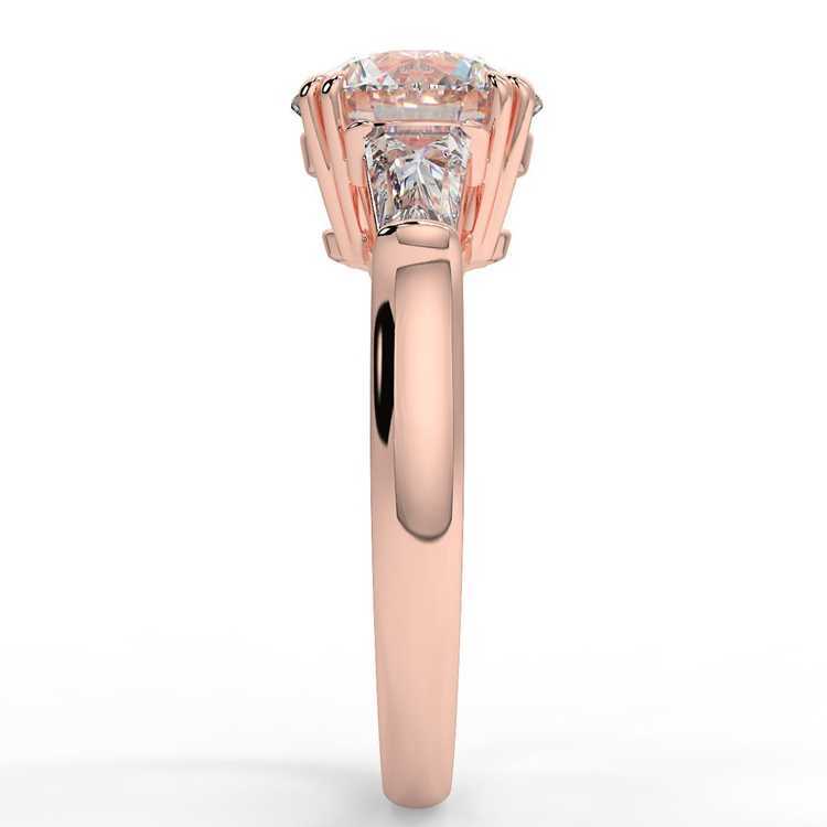 14K Solid Gold 3 Stones Moissanite Diamond Fashion Rings Pure Yellow Gold Wedding Ring for Girlfriend