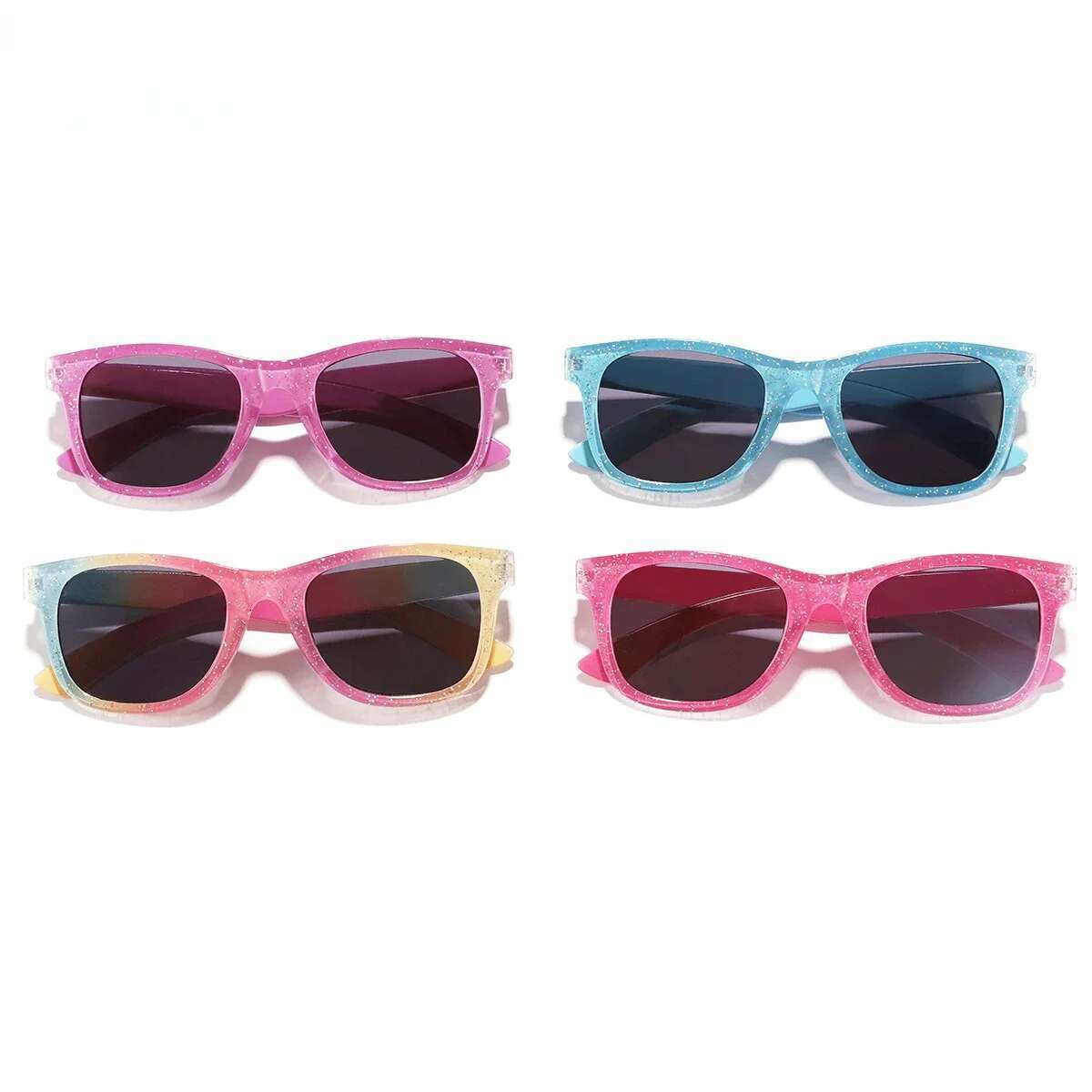 Ddmyshoesvip New Cool Children S Colorful Shiny Square Sunglasses Girls Trendy Fashionable Cute Sun Glasses Kids Eyewear