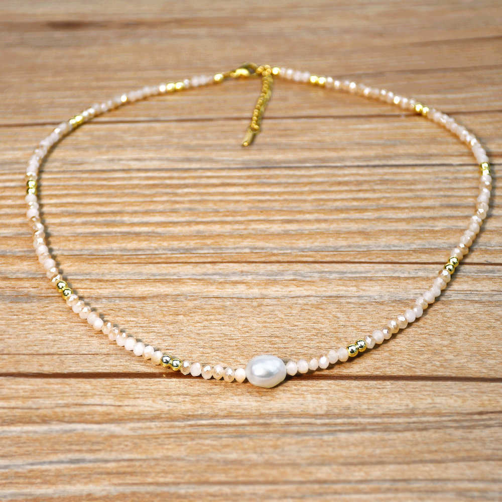 Pendant Necklaces Ins style Baroque natural pearl collarbone chain beige crystal bead necklace womens versatile and colorfast necklace H25219