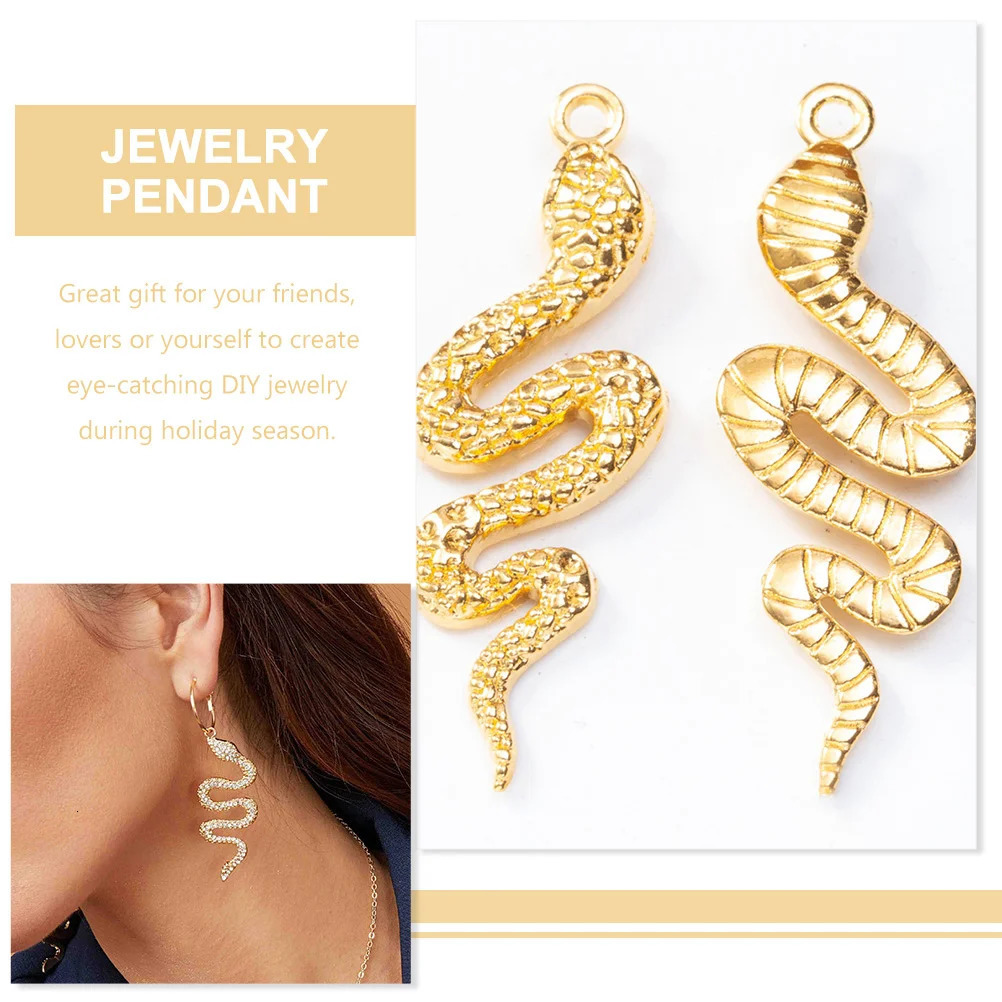 48 Pcs Gold Filled Earrings Alloy Snake Pendant Charm Charms for Jewelry Making Accessories Aesthetic Golden Keychain 250220