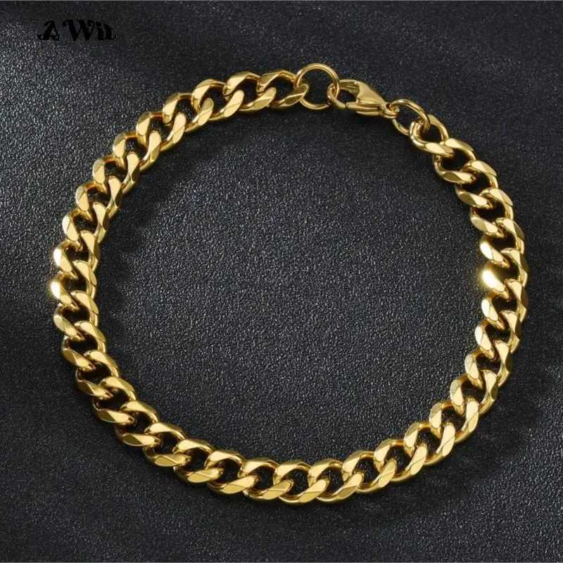 it Miniamlist Men Bracelet Gold Jewelry Street Style Stainl Steel 316L 18k Gold Plated Cuban Chain Bracelets For WomenXJ250219