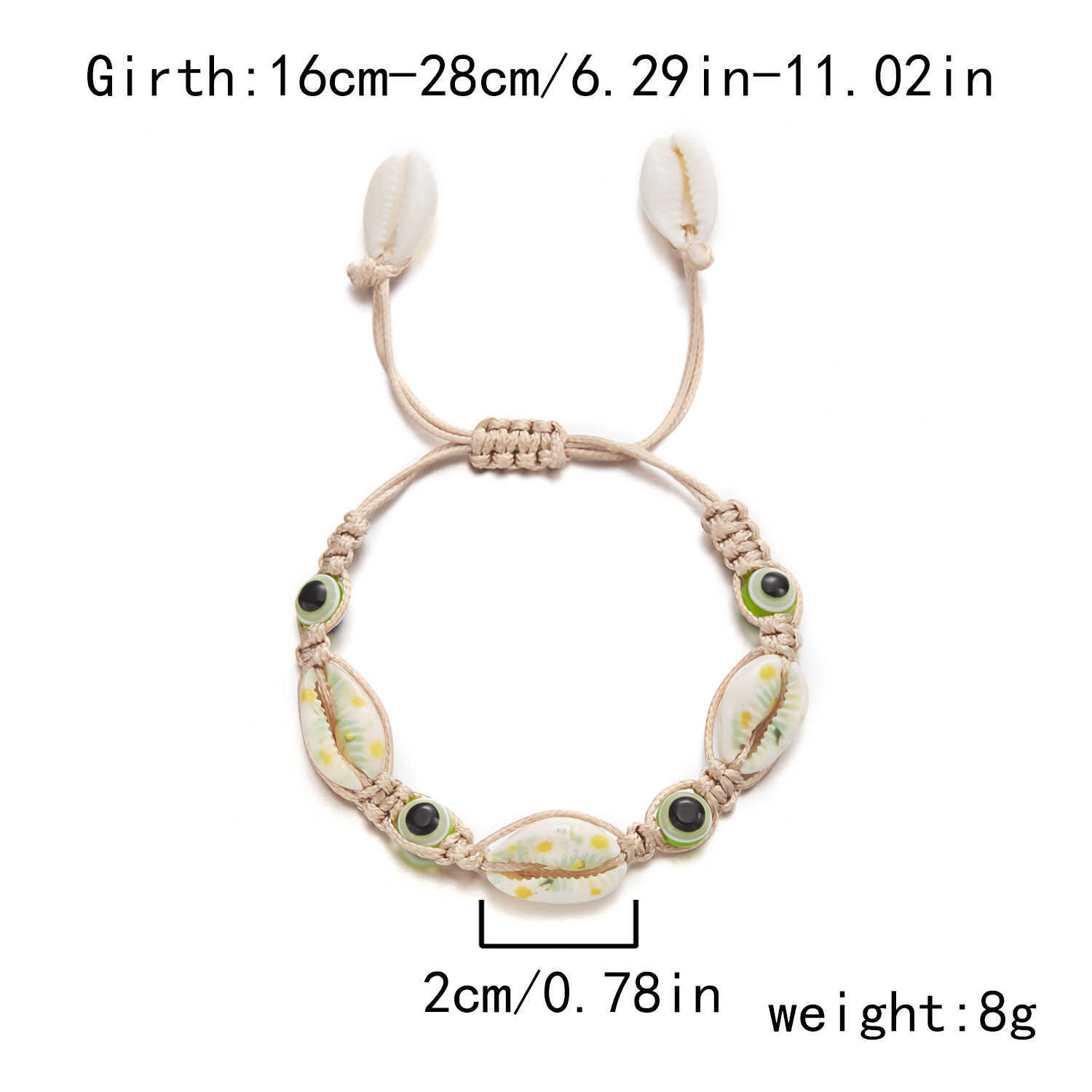 Charm Bracelets New Beach Shell Bracelet Versatile Devils Eye Pattern Sea Star Shell Handmade Weaving Bracelet H25220