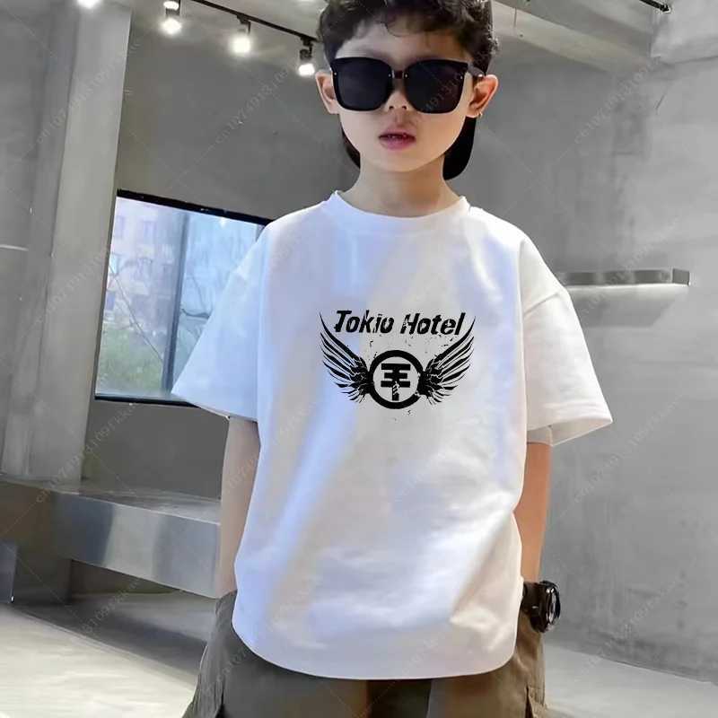 T-shirts Tokio Hotel Cotton T-shirt Boys Girls Rock Band Kaulitz Back Print Germany Summer Short Sleeve Black Tee Kids Clothes Children H250220