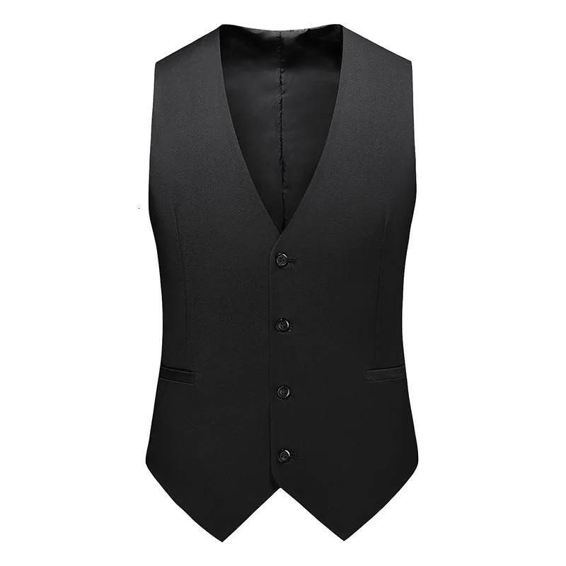 Black Solid Rayon Polyester Men Suit Vest Wedding Party Formal Gray Navy Business Blazer Slim Waistcoat Gilet M-6XL Plus Size 250219