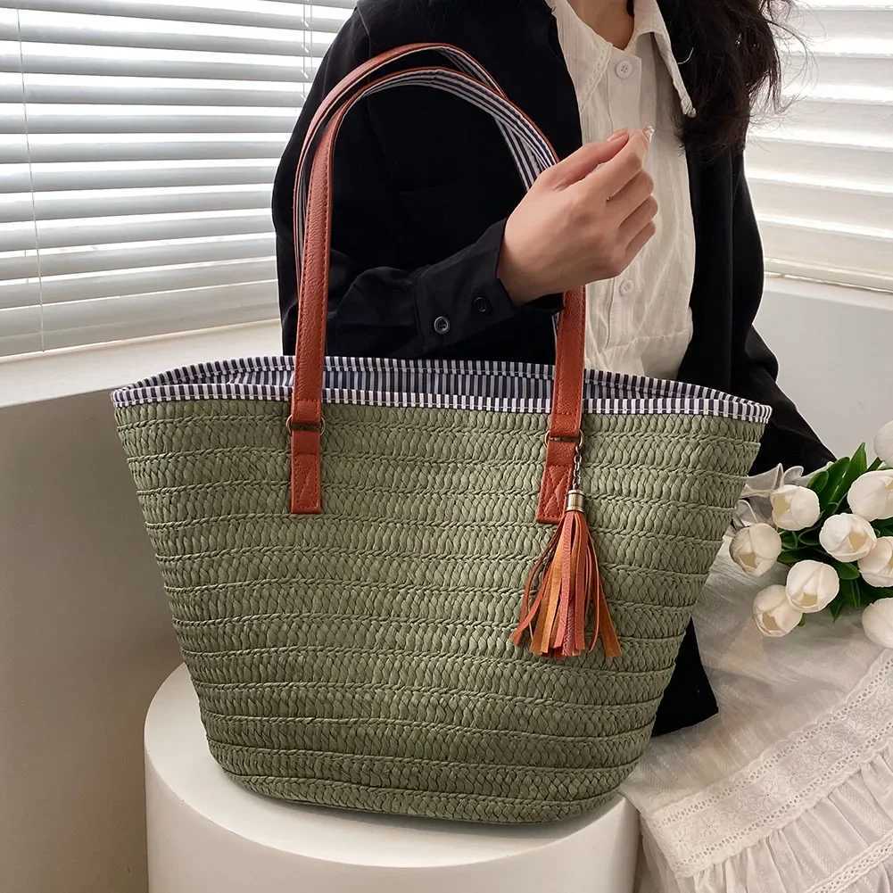 Weave Tote Bag Summer Beach Straw Handbags and Purses Female Bohemian Shoulder Bags for Women 2023 Lady Travel Shopping Bags Z250219
