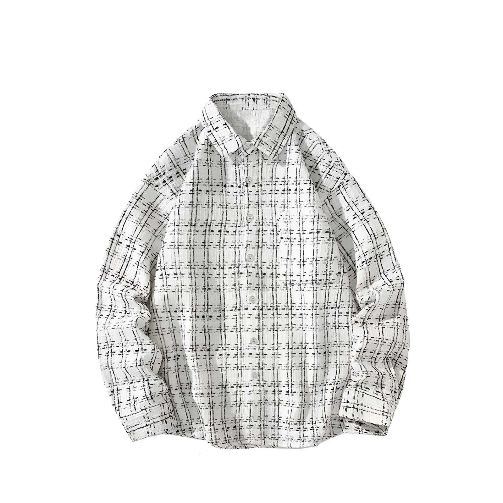 Y2k Plaid Jacket Shirt Coat For Men Korean Version Single-Breasted High Street Handsome Cardigan Top Trend Streetwear Jackets 250219