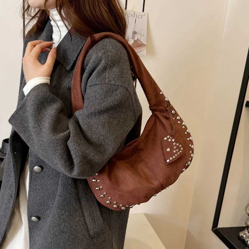 Fashion Faux Suede Sewing Thread Design Shoulder Bags 2025 Hot Sale Retro Style Versatile Commute Single Womens Crossbody Bag Y250218
