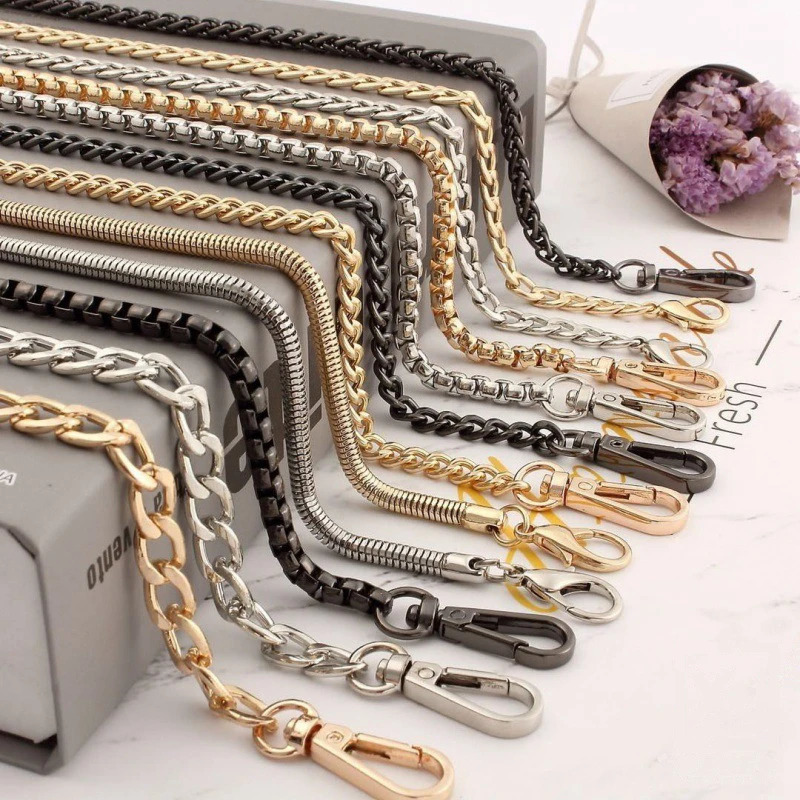 100120cm Metal Aluminum Bag Chain Replacement Parts Accessories for HandWomen Shoulder Handbag DIY Handmade Detachable Straps 250213