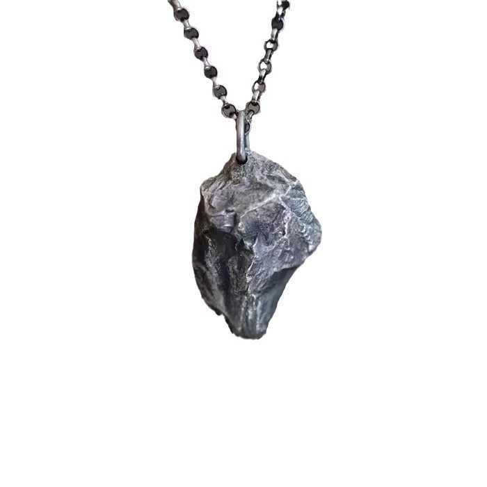 Pendant Necklaces Rock Necklace Jewelry Mens Irregular Black Stone Pendant Fashionable Simple Personalized Meteorite Mens Necklace H25219