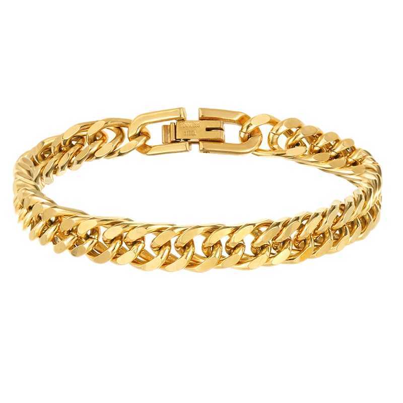 Kcaco Stainl Steel Cuban Link Bracelet Chunky Wristband Hip Hop Cu Link Chain Bracelets Width 8mm for Boyfriends JewelryXJ250219