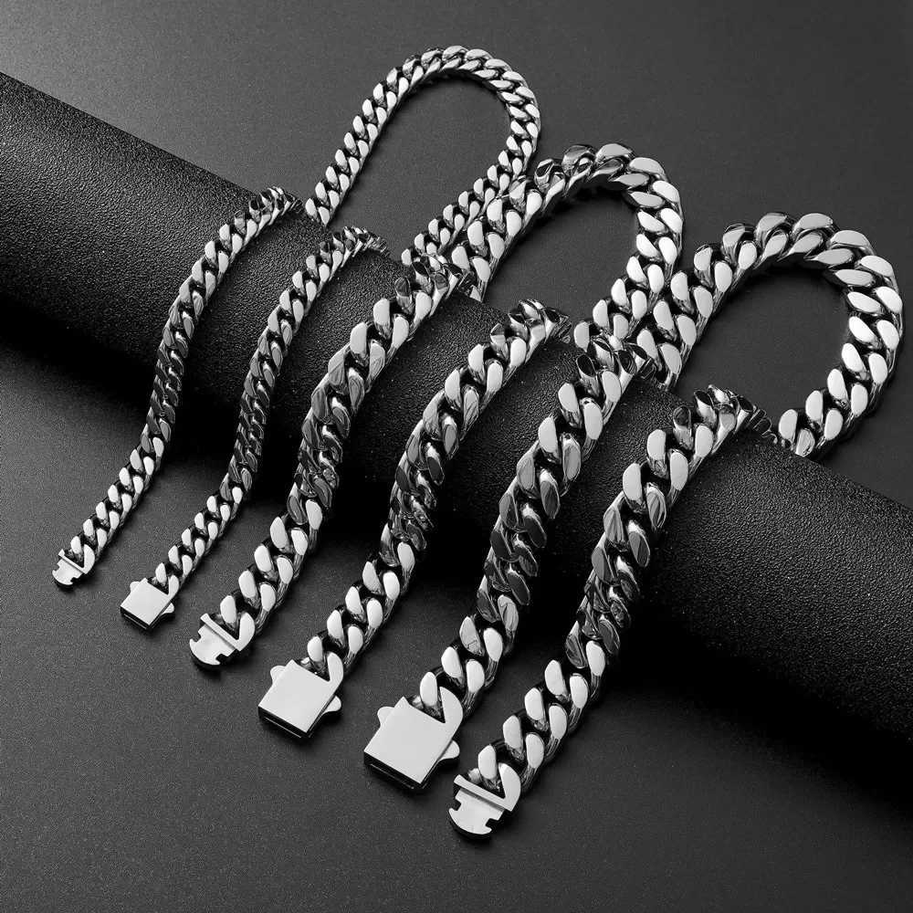 316 Stainl Steel Plated 18k Gold Fashion 8.10.12mm Encrypted Cuban Chain Miami R Hip Hop Mens Bracelet AccoryXJ250219