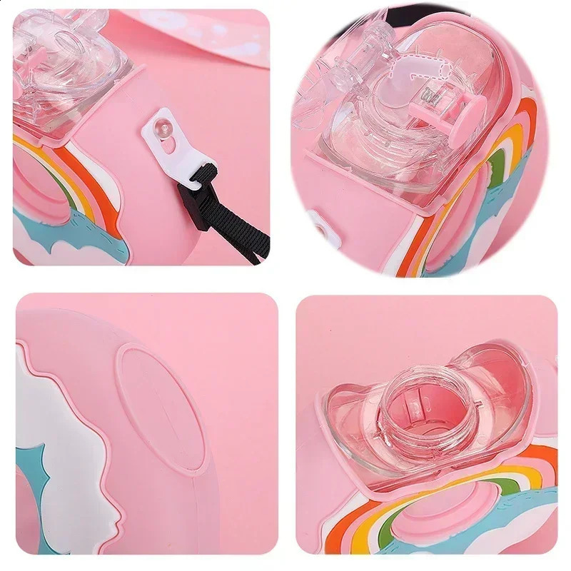 380ML Donut Shape Cup Kids Feeding Cup with Straws Lovely Donuts Shape Water Cups Cartoon Leakproof Outdoor Water Bottle 250321