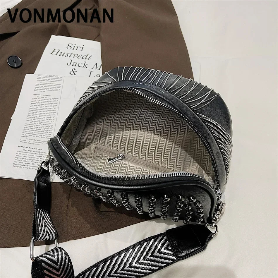 Luxury Woman Chest Bag Fashion Tassel Leather Large Capacity Crossbody Sling Women Waist Casual Rivet Design Travel Sac 250219