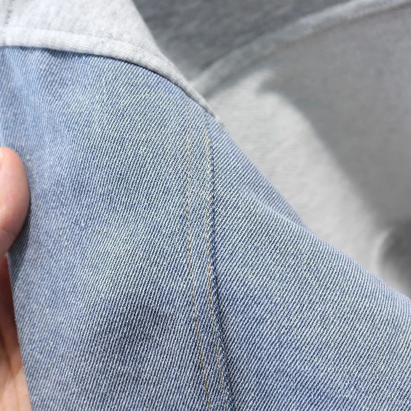 Baby boy clothes set light blue solid color street fried cowboy two-piece fashion long sleevedenim sweatpants clothes. 250219