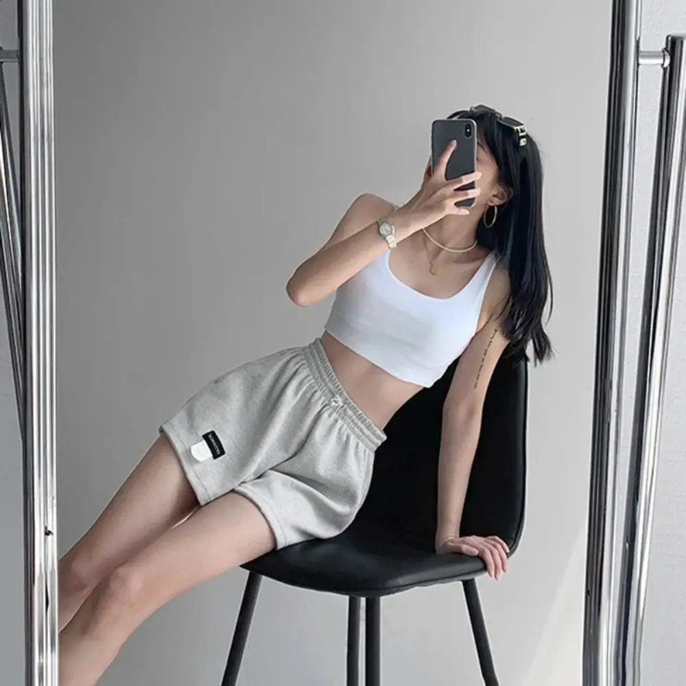 Casual Women Waffle Shorts Summer Loose Bottoms Waist Pants Straight Homewear Elastic High Waisted Sports Shorts 250217