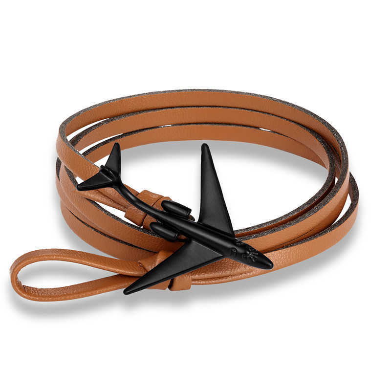 Charm Bracelets Personalized bracelet fashionable multi-layer airplane design multi-color leather rope bracelet accessories H25220