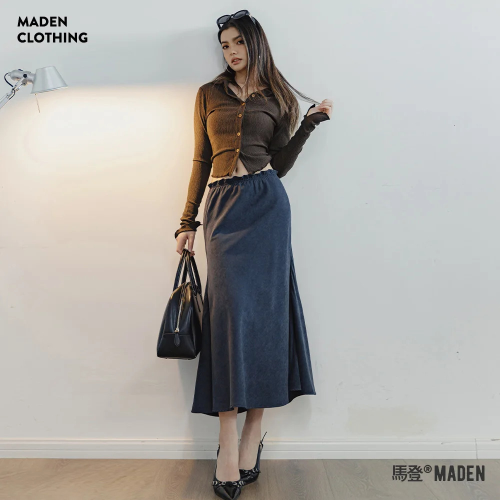 Made Velvet Fishtail Skirt Women Bustier Dress Retro Aline Versatile Long Dresses Summer Comfortable Breathable 250220