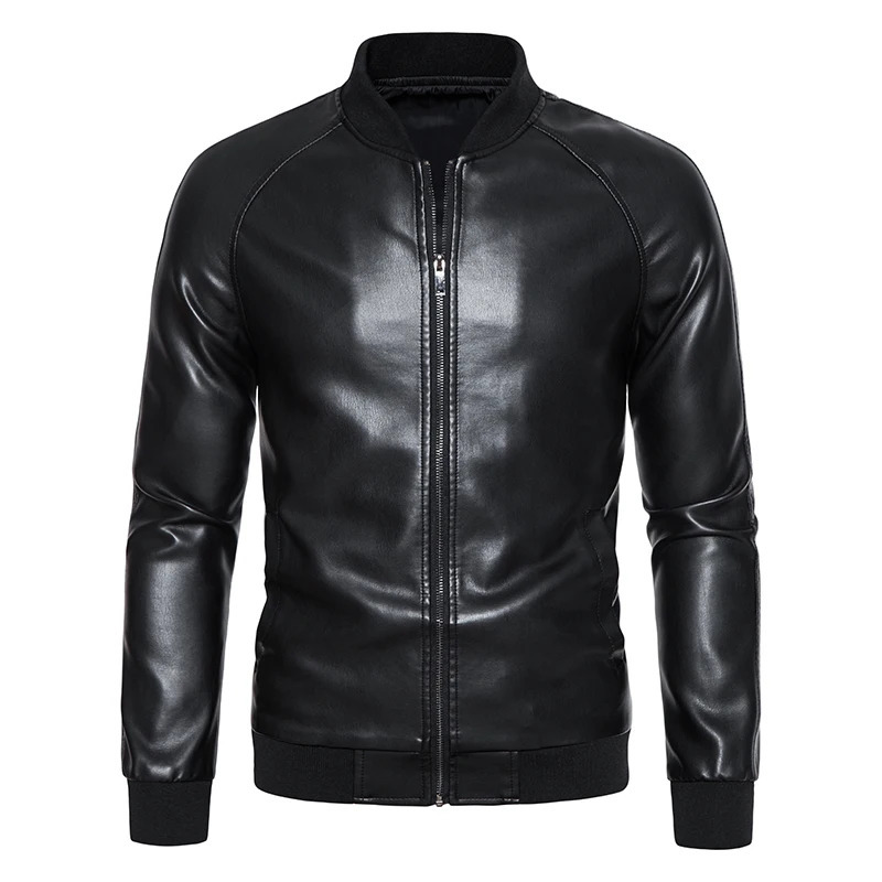 TRAF Leather Mens Trend Fashion Spring And Autumn Stand Collar Comfortable Slim Jacket Handsome Youth Coat 250210