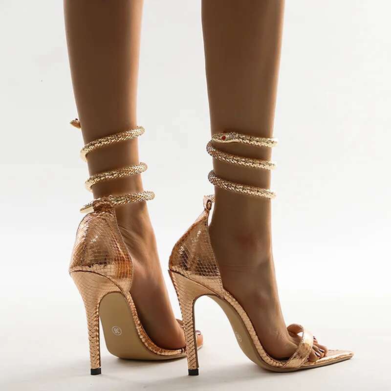 Pump Sandals Women Dress Sexy S Summer Shoes Snake Decoration High Heels Shoe Heel