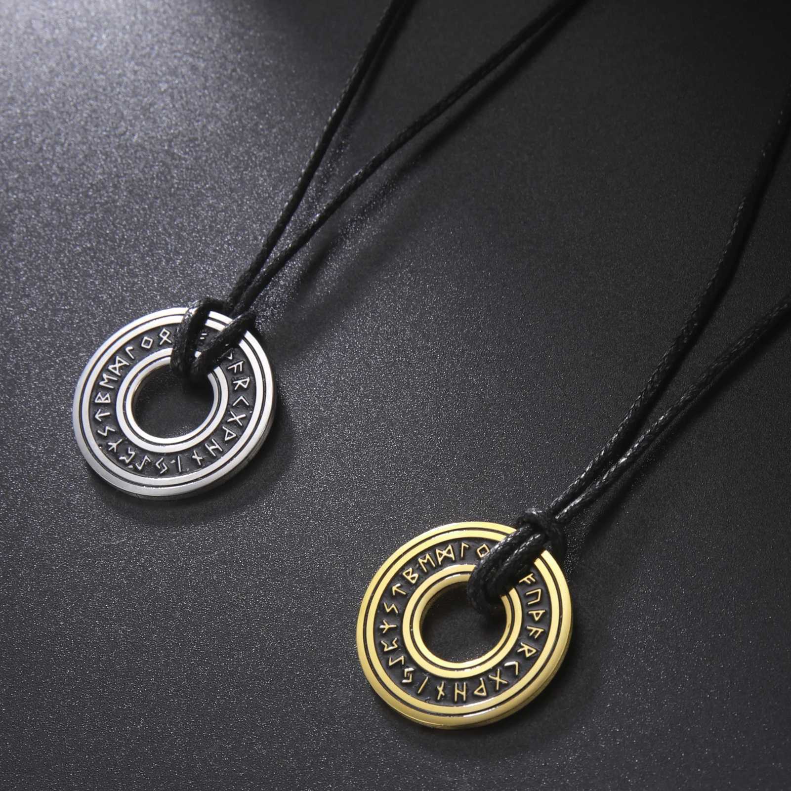 LIKGREAT Vintage Nordic Rune Necklaces for Men Stainl Steel Norse Runes Viking Jewerly Pagan Elder Futhark Pendant AmuletXJ250219