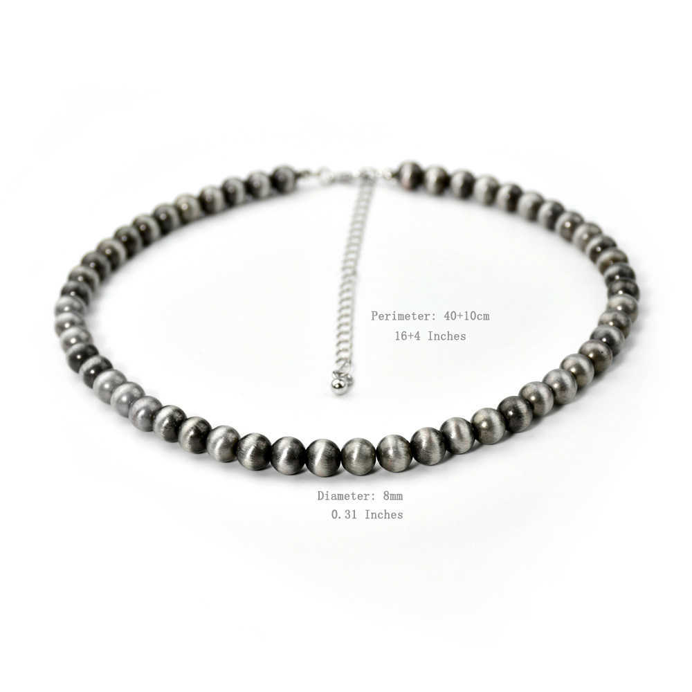 Pendant Necklaces Navajo style antique brushed tin CCB round bead necklace popular Western style jewelry for womens niche market H25219