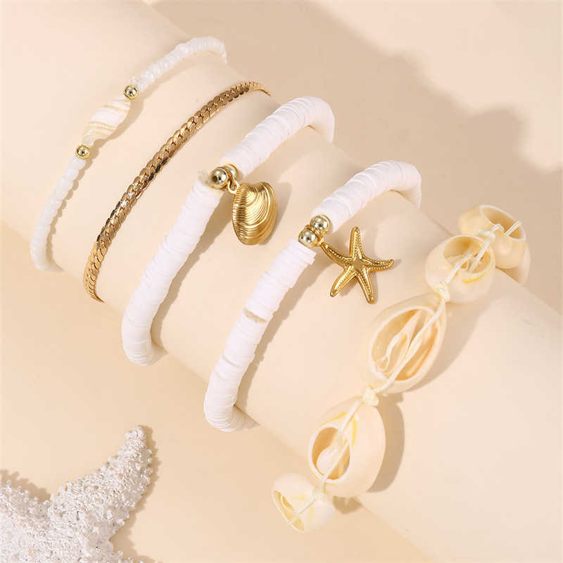 Pendant Necklaces FZ0402 Marine Conch Shell Pendant Womens Foot Chain Beach Vacation Style Shell Womens Foot Accessories H25219