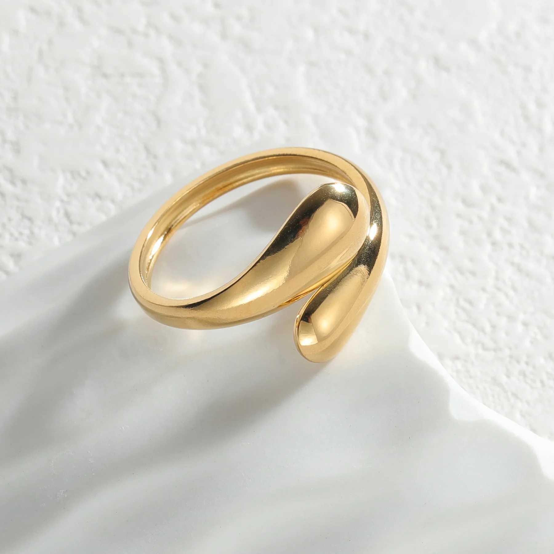 18K gold stainless steel smooth double bead ring used for fashion trends ringgit wedding couples metal open rings jewelry gifts X250220