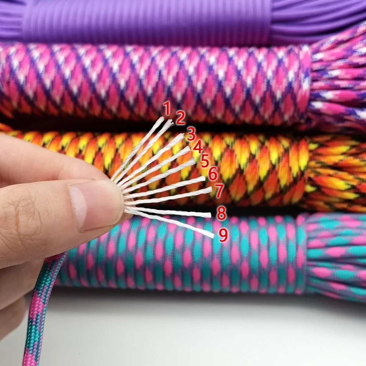 Color Dia 4 MM 31 Meters 9 stand Cores Paracord Parachute Cord Lanyard Tent Rope For Hiking Camping Clothesline DIY Bracelet 250213