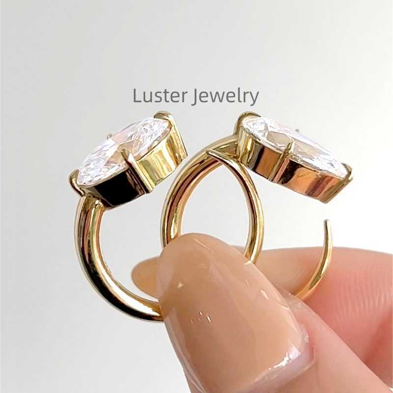 Luster Jewellery Oval Moissanite Open Ring 925 Sterling Silver 14k Gold Ring for Women